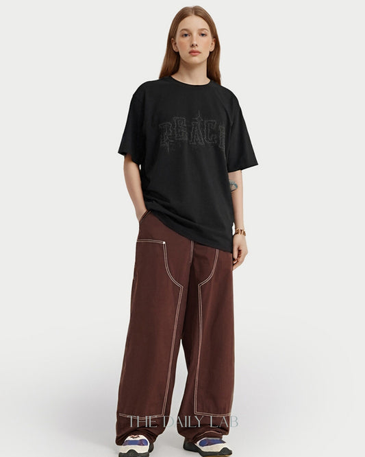 Peace Embroidery Tee in Black