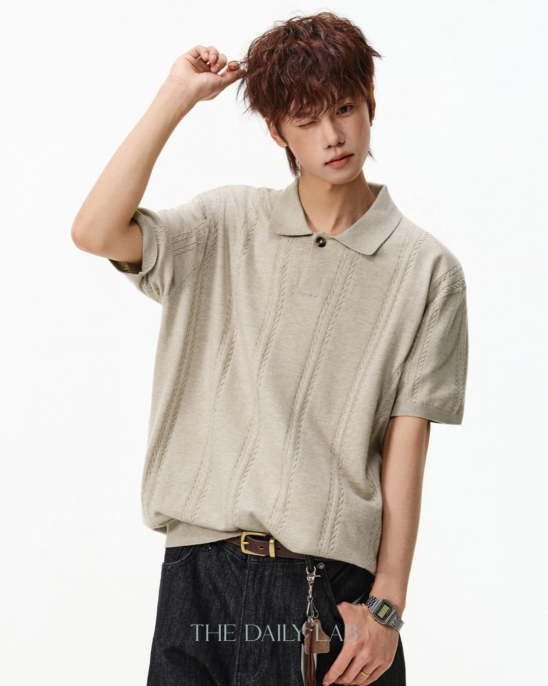 Coast Club Knit Polo in Beige