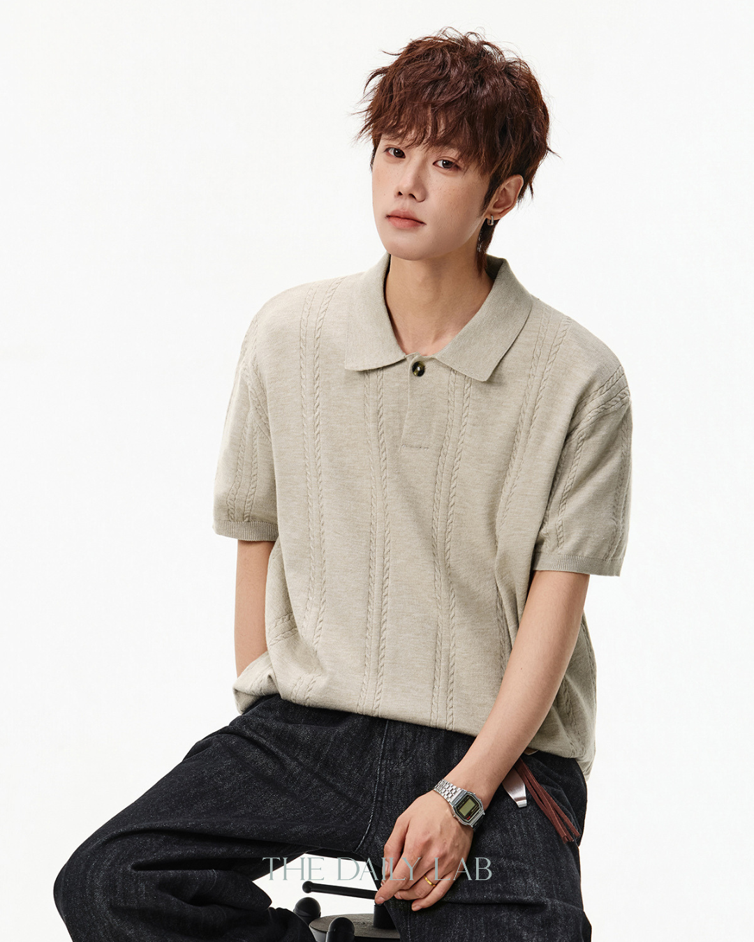 Coast Club Knit Polo in Beige