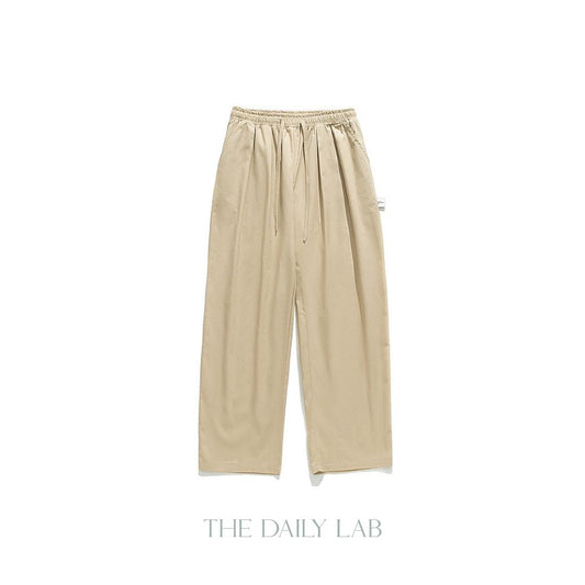 Drawstring Cargo Straight Long Pants in Khaki