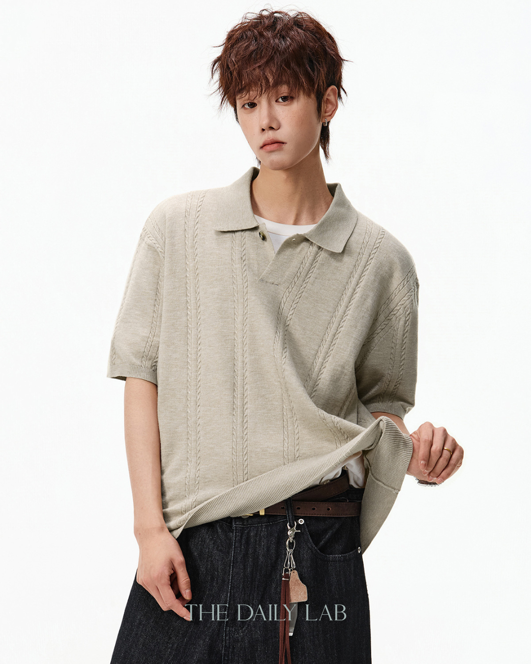 Coast Club Knit Polo in Beige