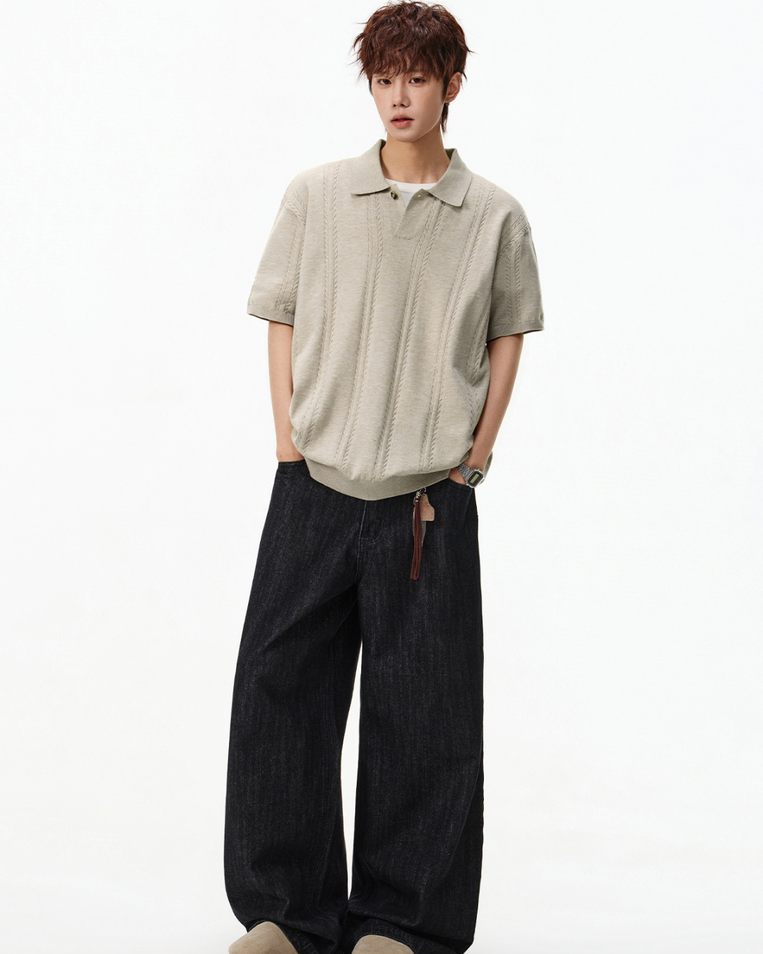 Coast Club Knit Polo in Beige