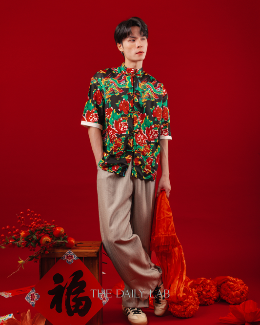 Prosper Dragon Print Shirt in Black