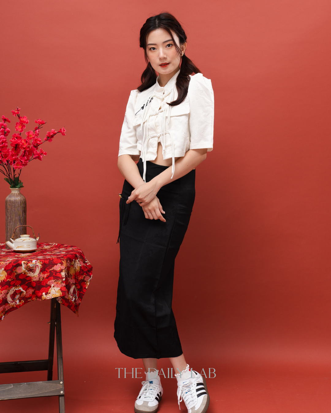 Floral Embroidered Cheongsam Dress