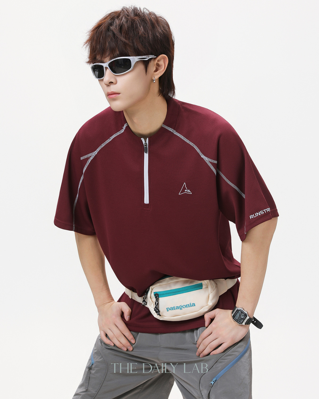 Active Cool Half-Zip Tee in Red