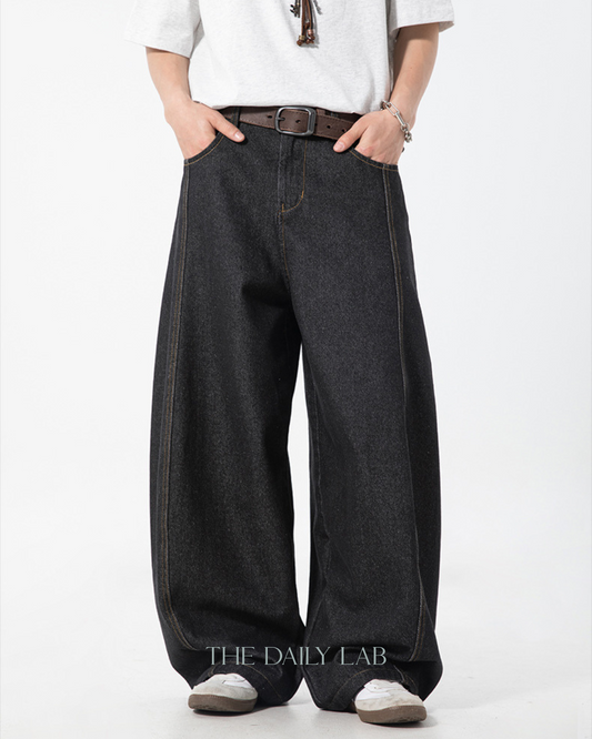 Loose Fit Curved-Cut Denim