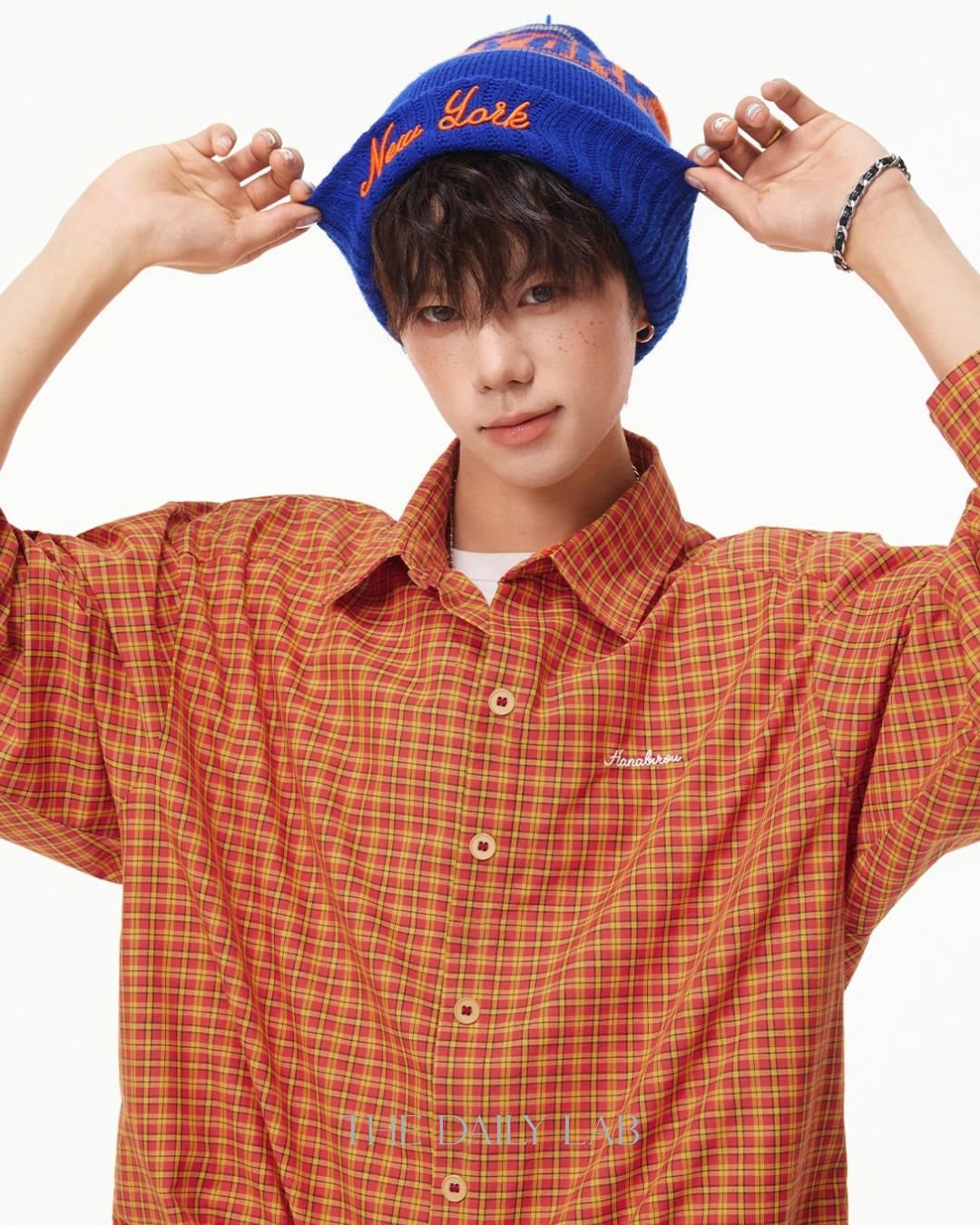 Vintage Check Embroidered Shirt in Orange