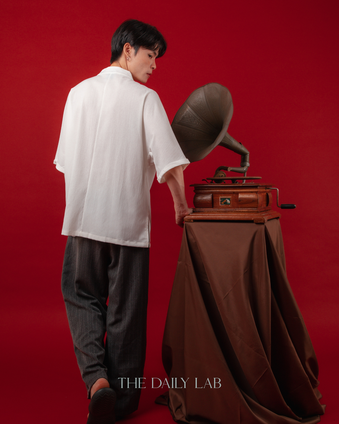 Vintage Mandarin Button Shirt in White