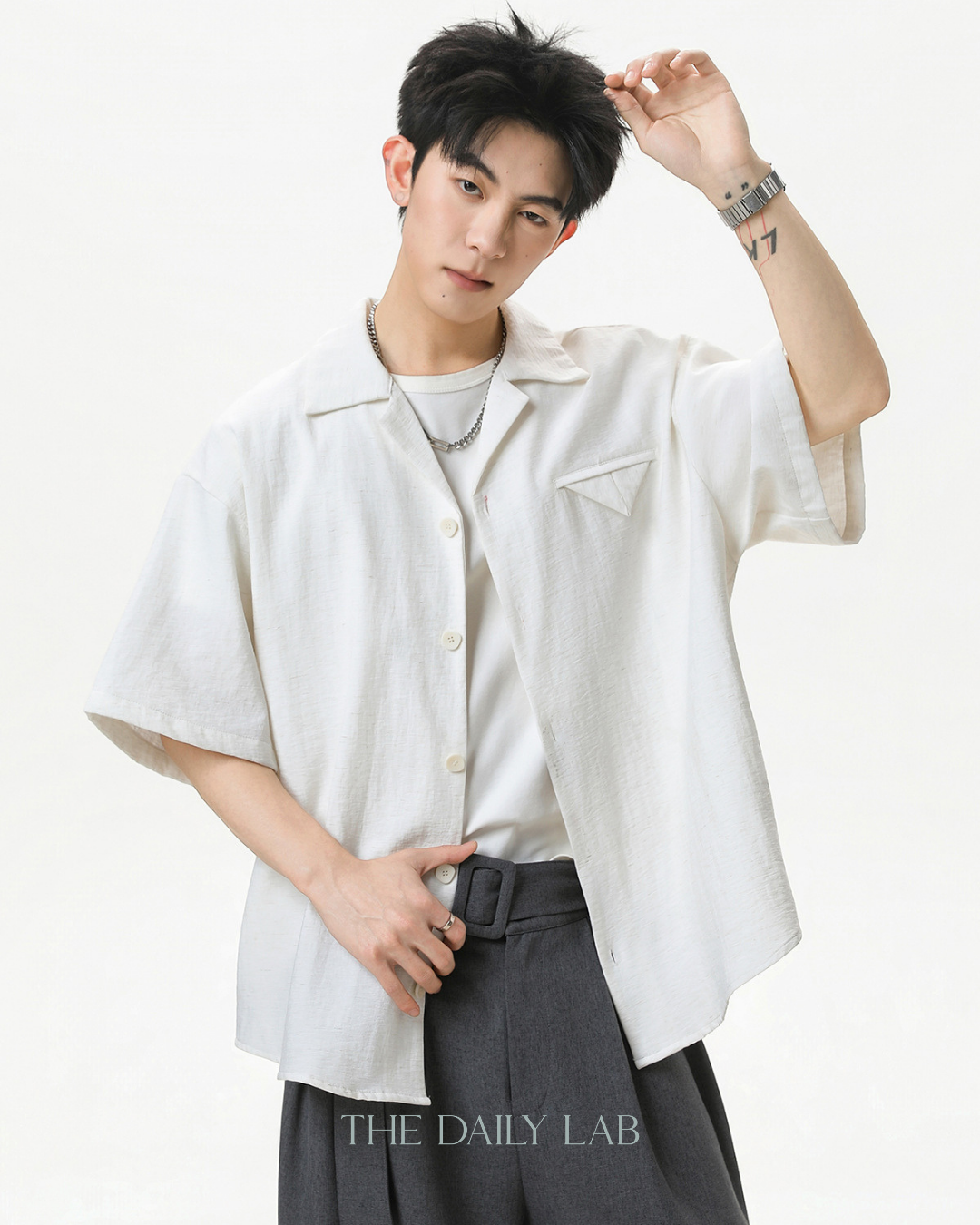 Zen Texture Camp Shirt in White