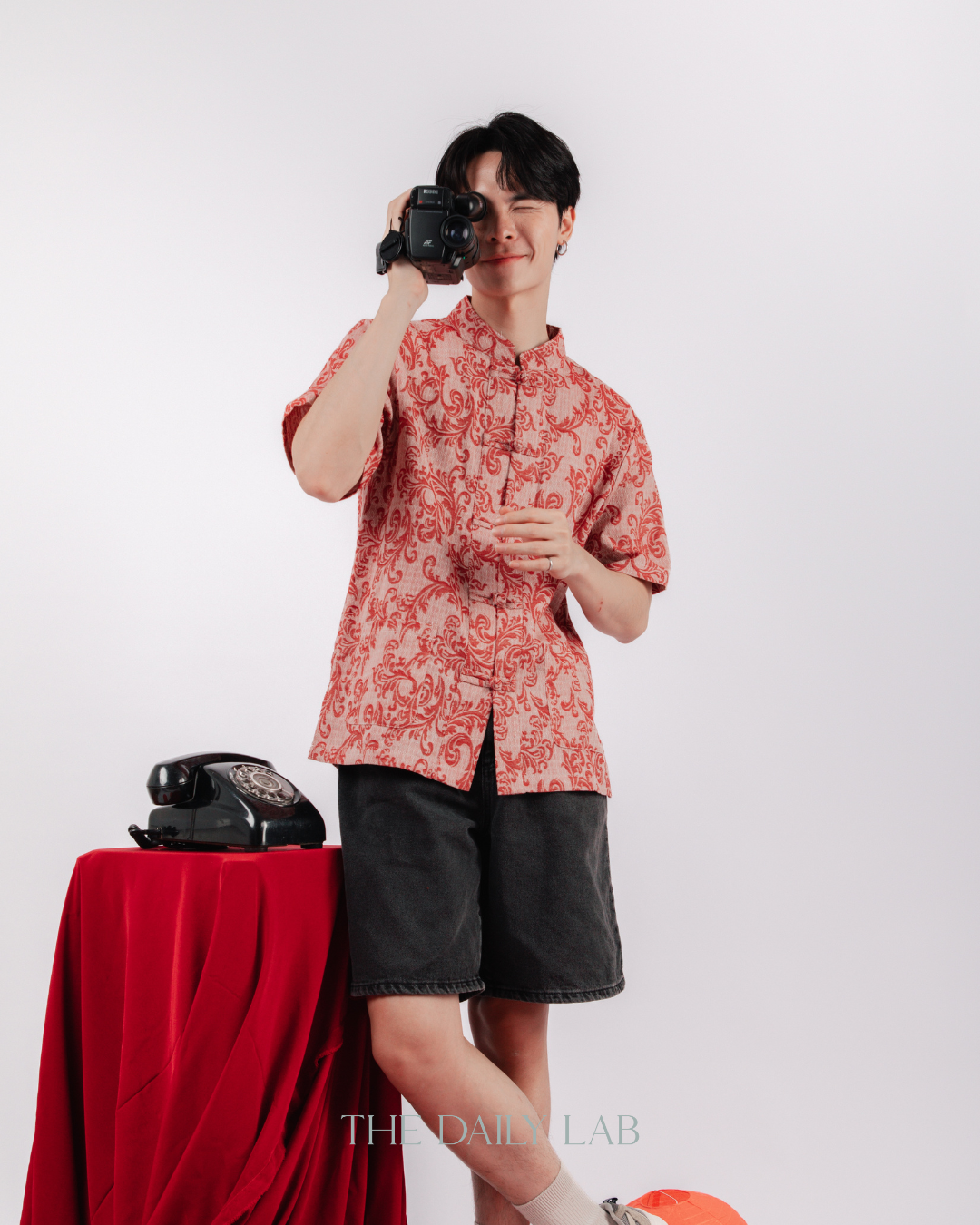 Chinese Style Linen Cotton Shirt in Red