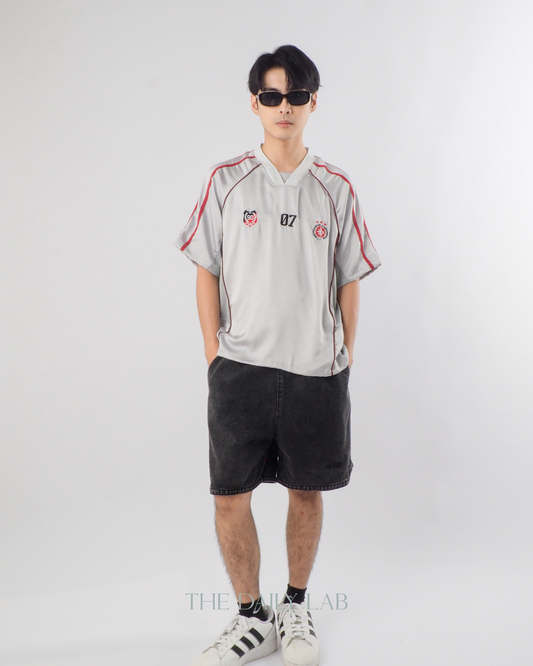 American Vintage Football Tee in Grey