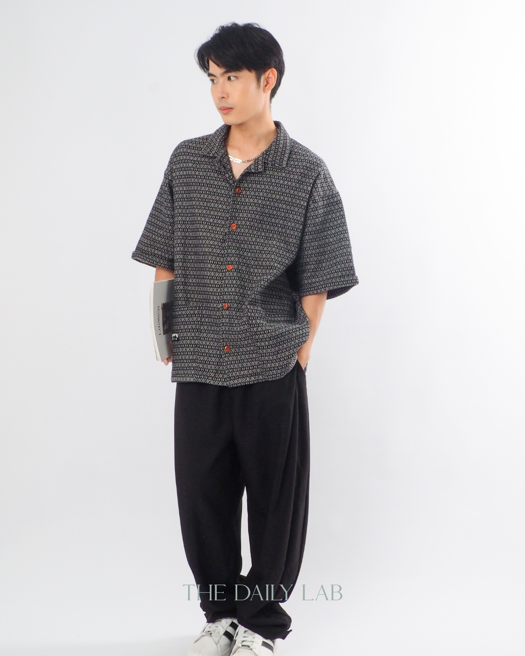 Japanese Retro Workwear Denim Shirt in Black