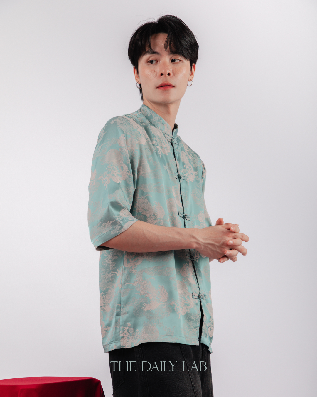 Vintage Jacquard Tang Suit Shirt in Blue