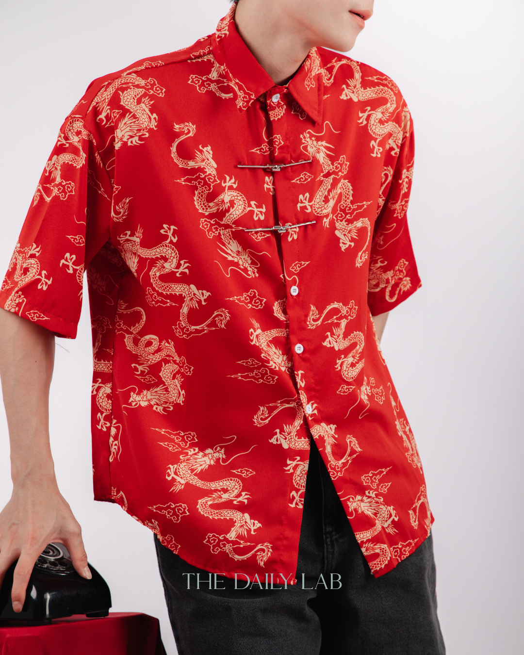 Gold Dragon Chinese Shirt in Red