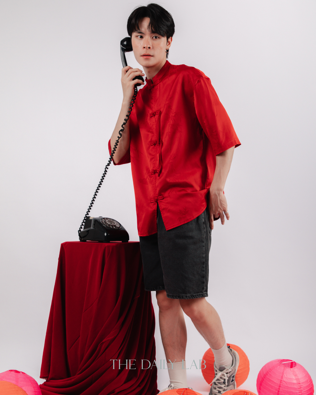 Vintage Mandarin Collar Coat in Red