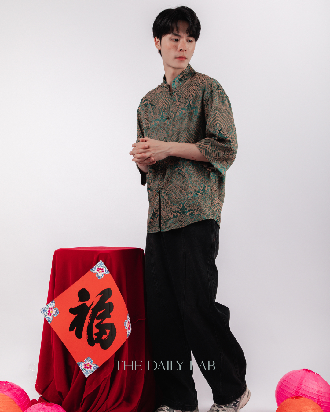 Chinese Style Jacquard Shirt in Green