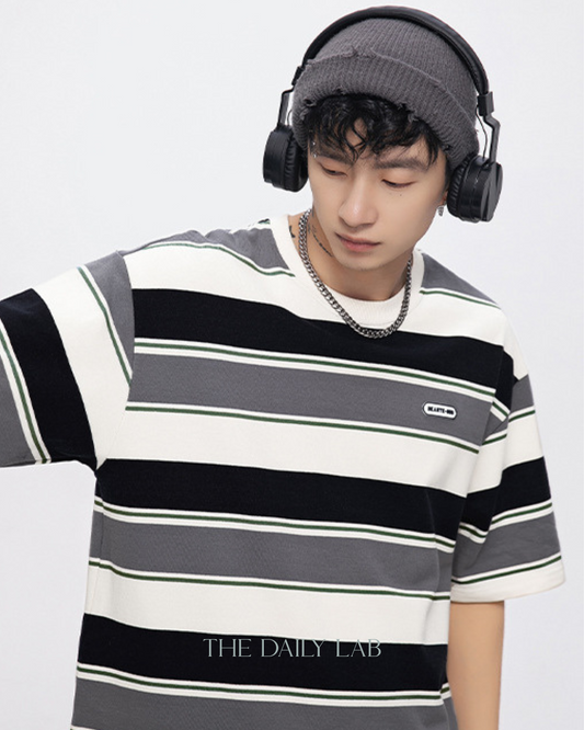 Colorblock Loose-Fit Tee in Black/Grey