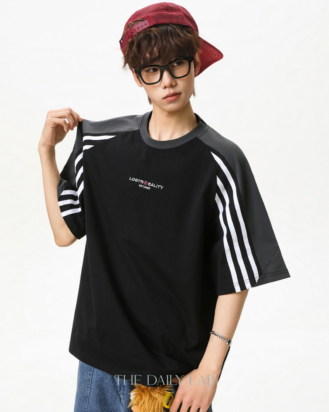 Lost Reality Vintage Raglan Tee in Black