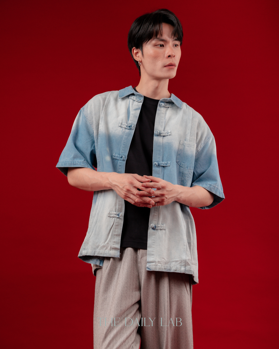Chinese Style Denim Short Sleeve