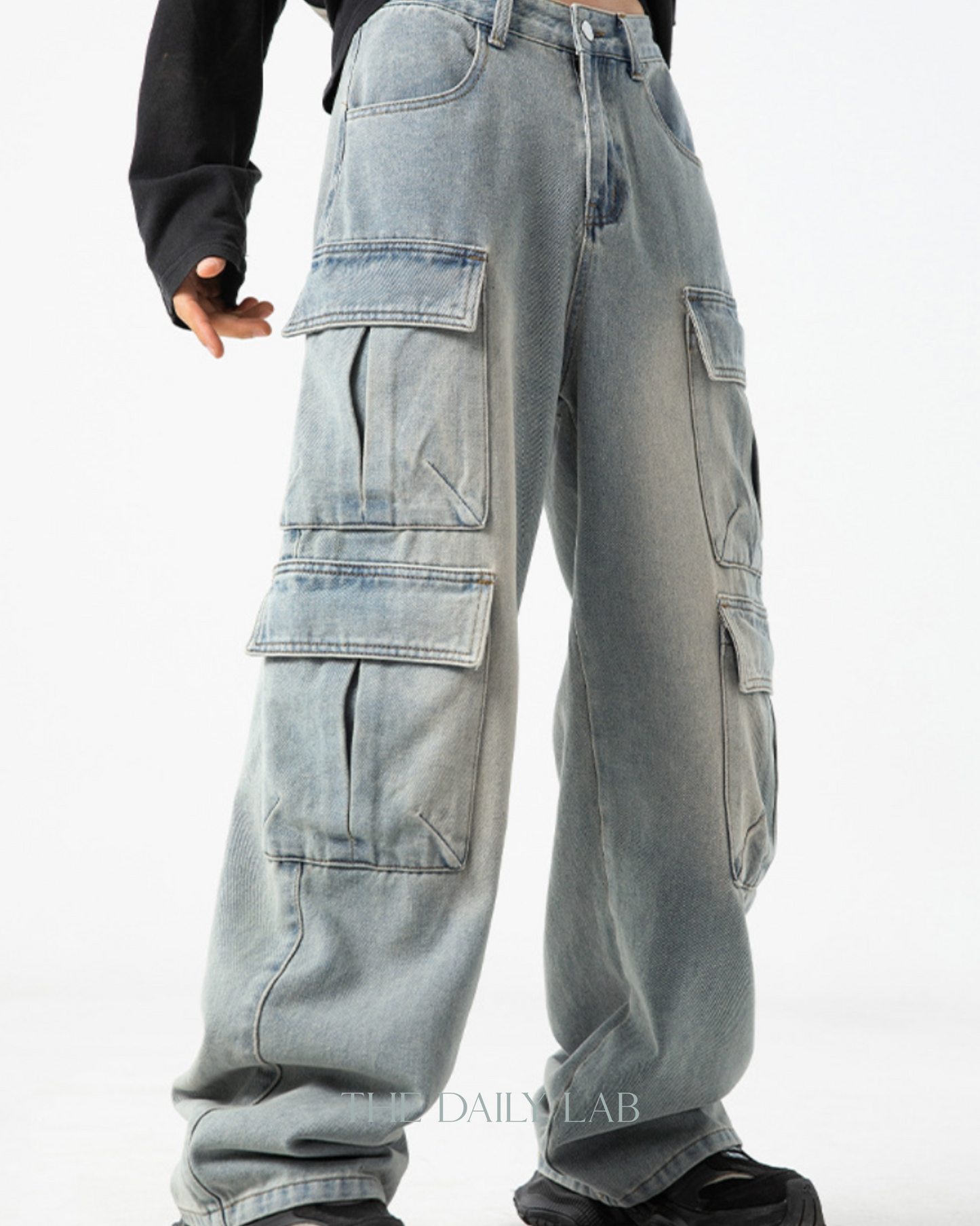 Washed Vintage Denim Pants in Blue