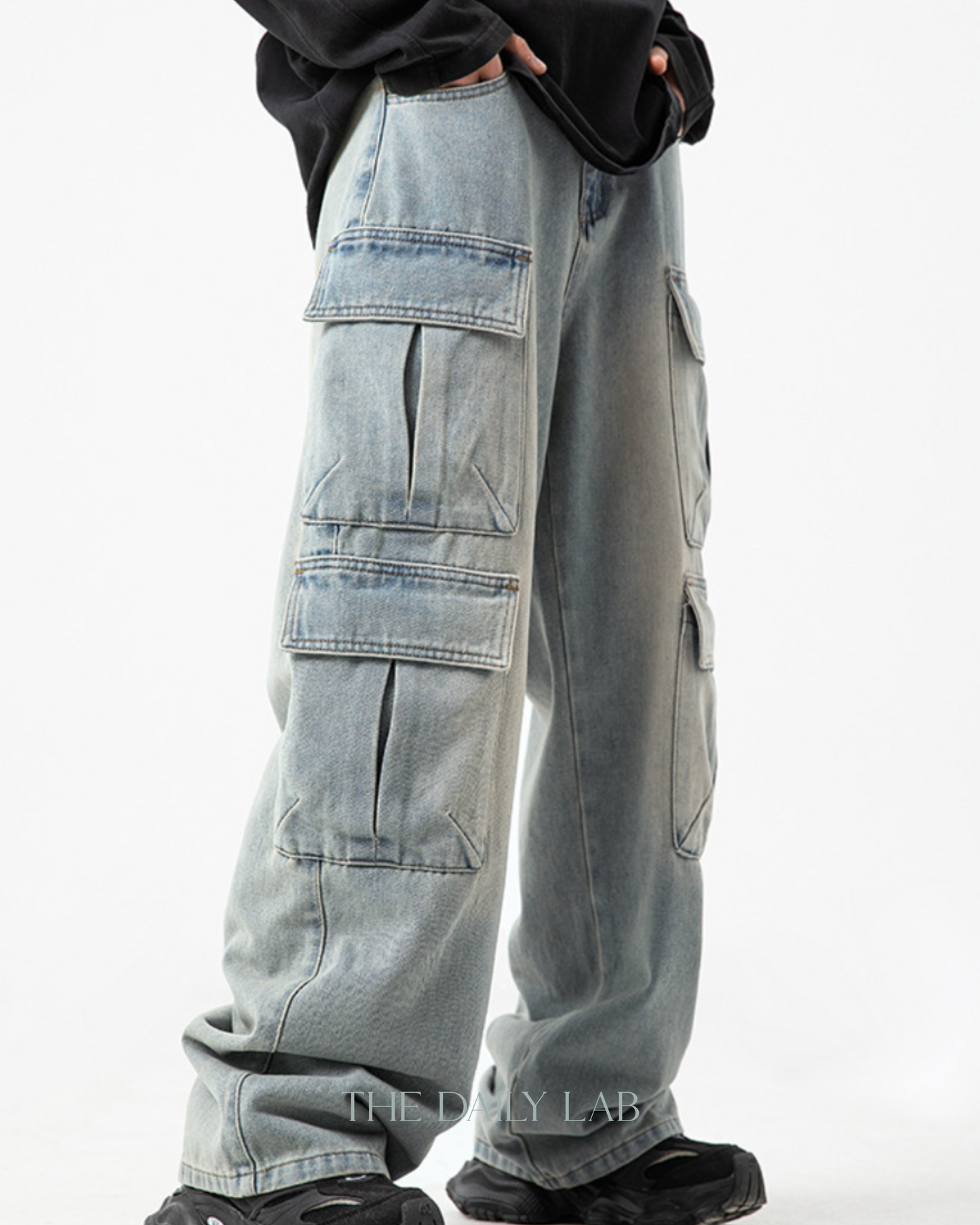 Washed Vintage Denim Pants in Blue