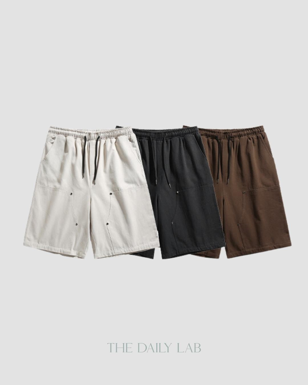 Buttoned Cargo Cotton Shorts in Brown