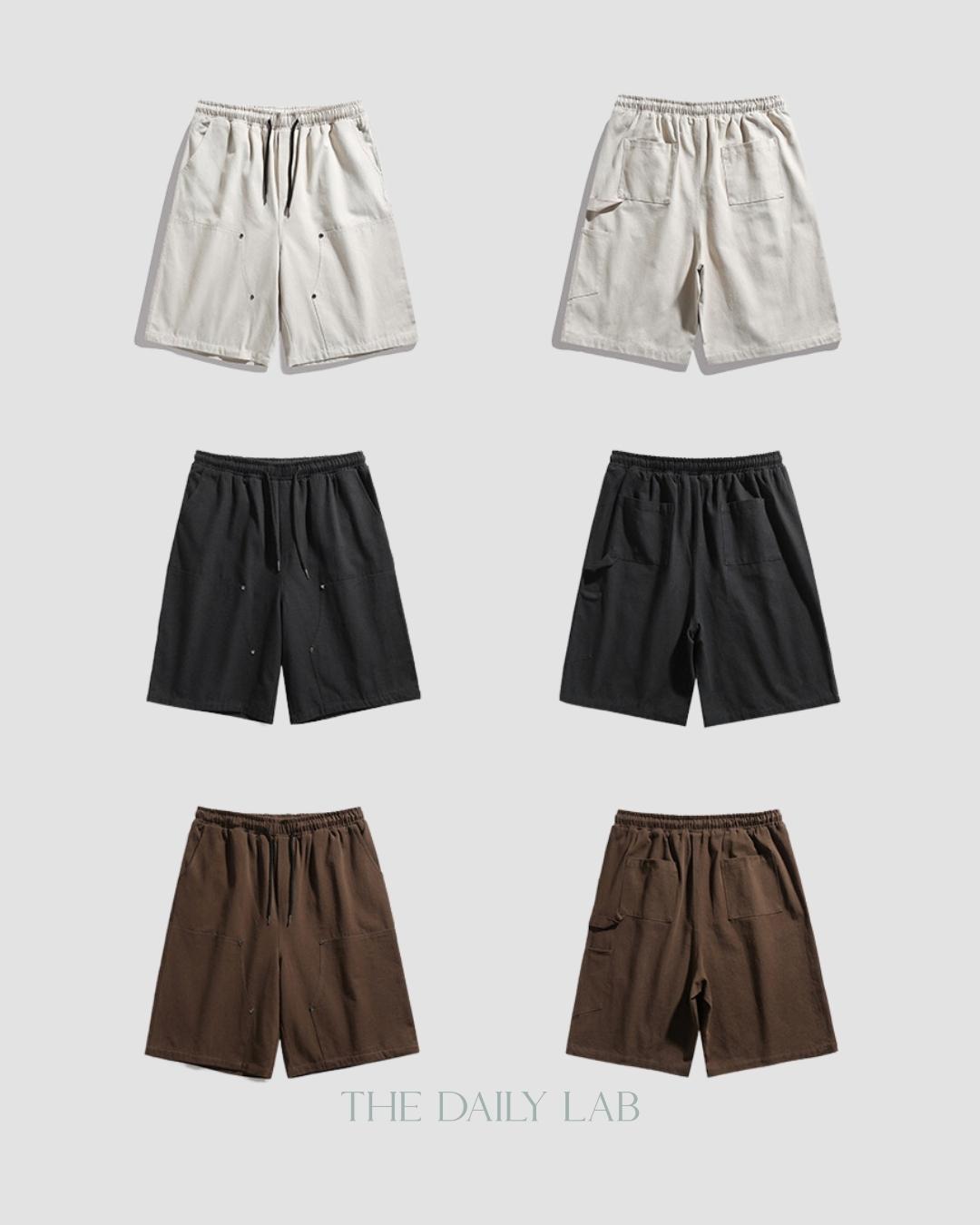 Buttoned Cargo Cotton Shorts in Brown