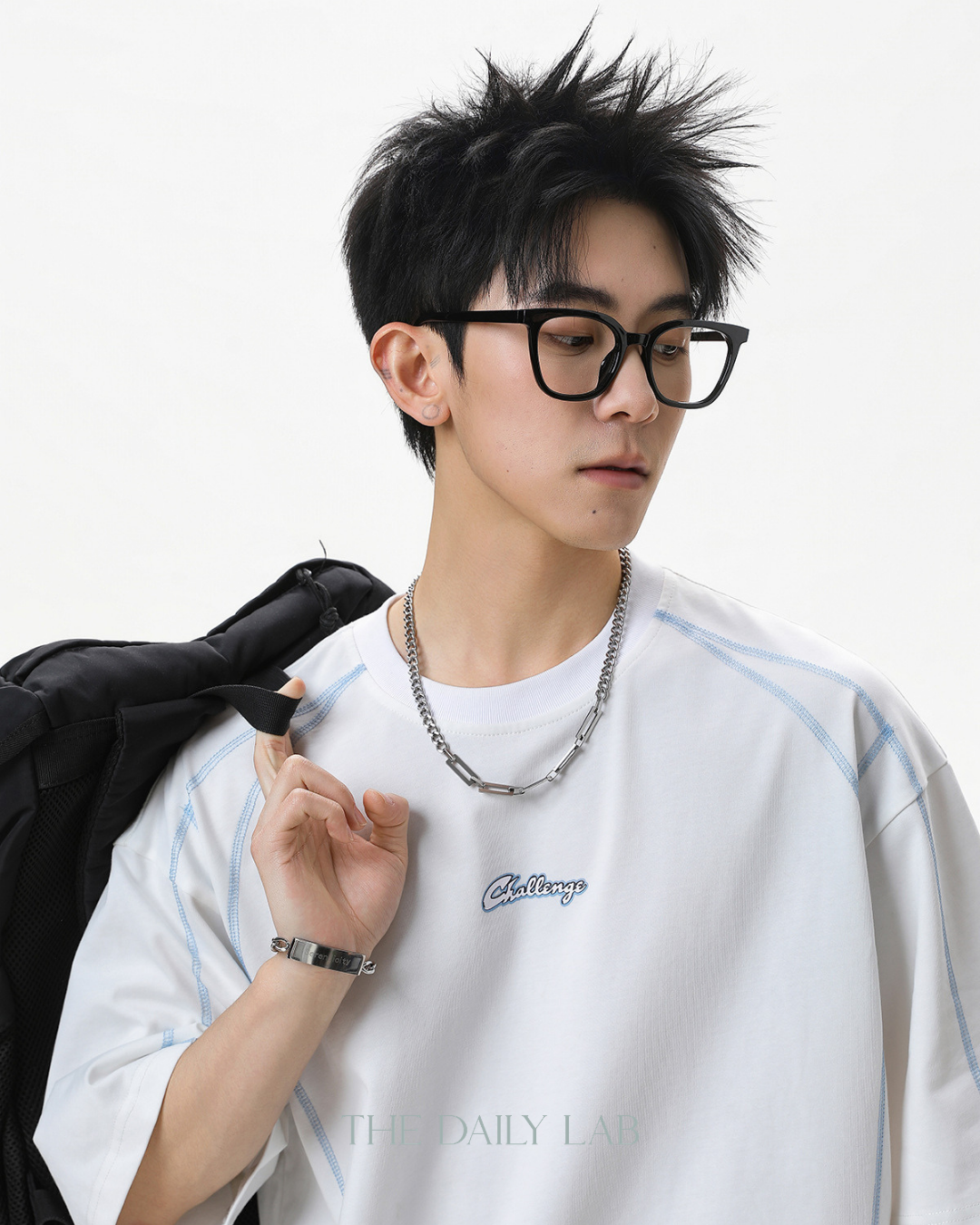 Contrast Panel Letter Tee in White