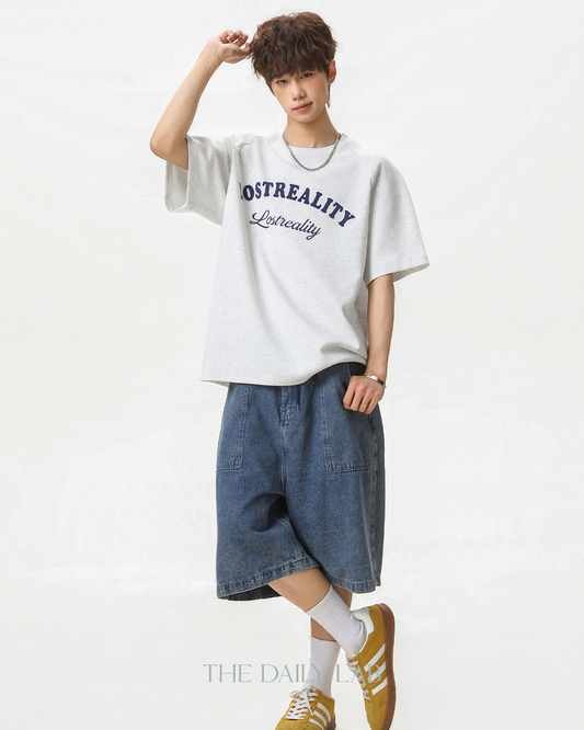 Lost Reality Vintage Graphic Tee in Light Grey