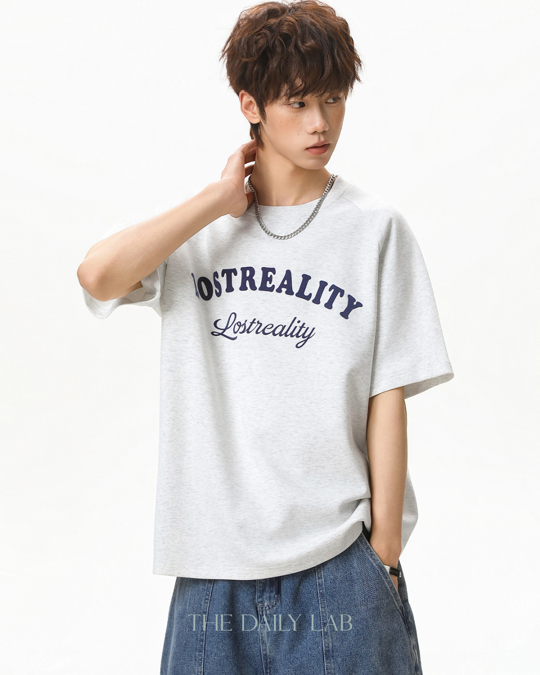 Lost Reality Vintage Graphic Tee in Light Grey