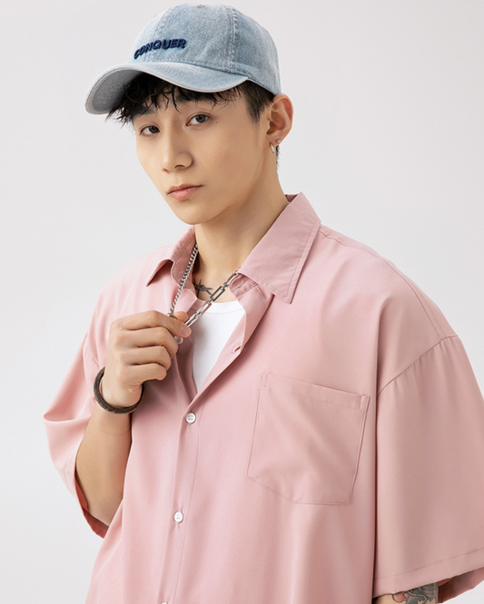 Casual Loose Buttoned Shirt in Pink