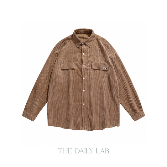 Vintage Waffle Oversized Shirt in Khaki (Size XL)