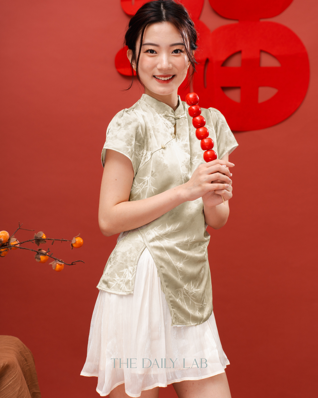 Green Asymmetrical Qipao Dress