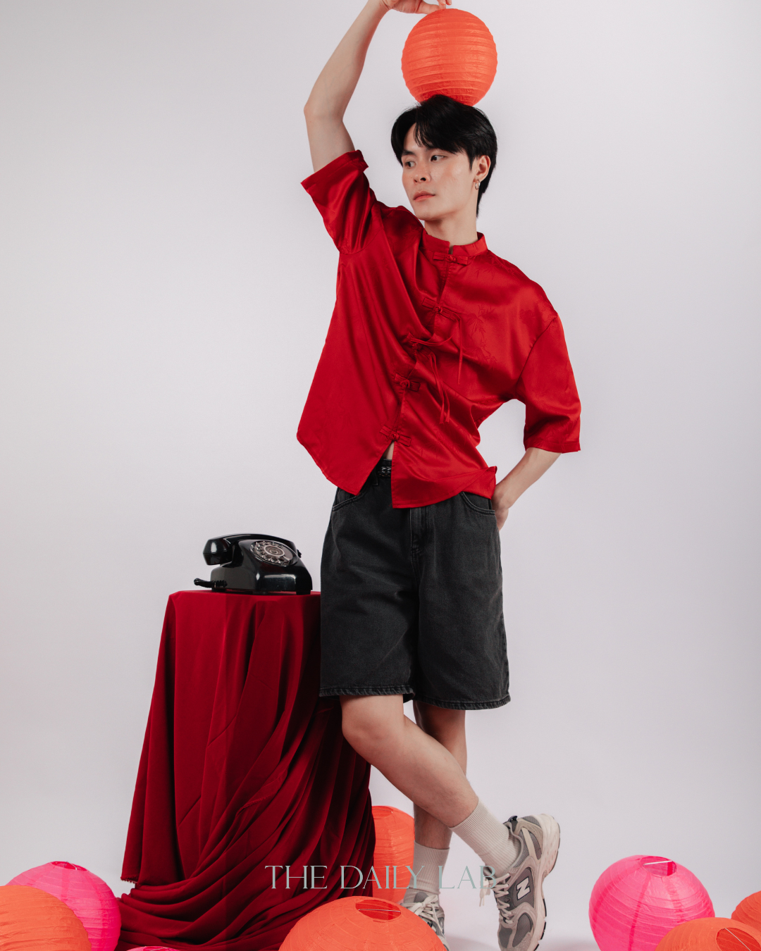 Vintage Mandarin Collar Coat in Red