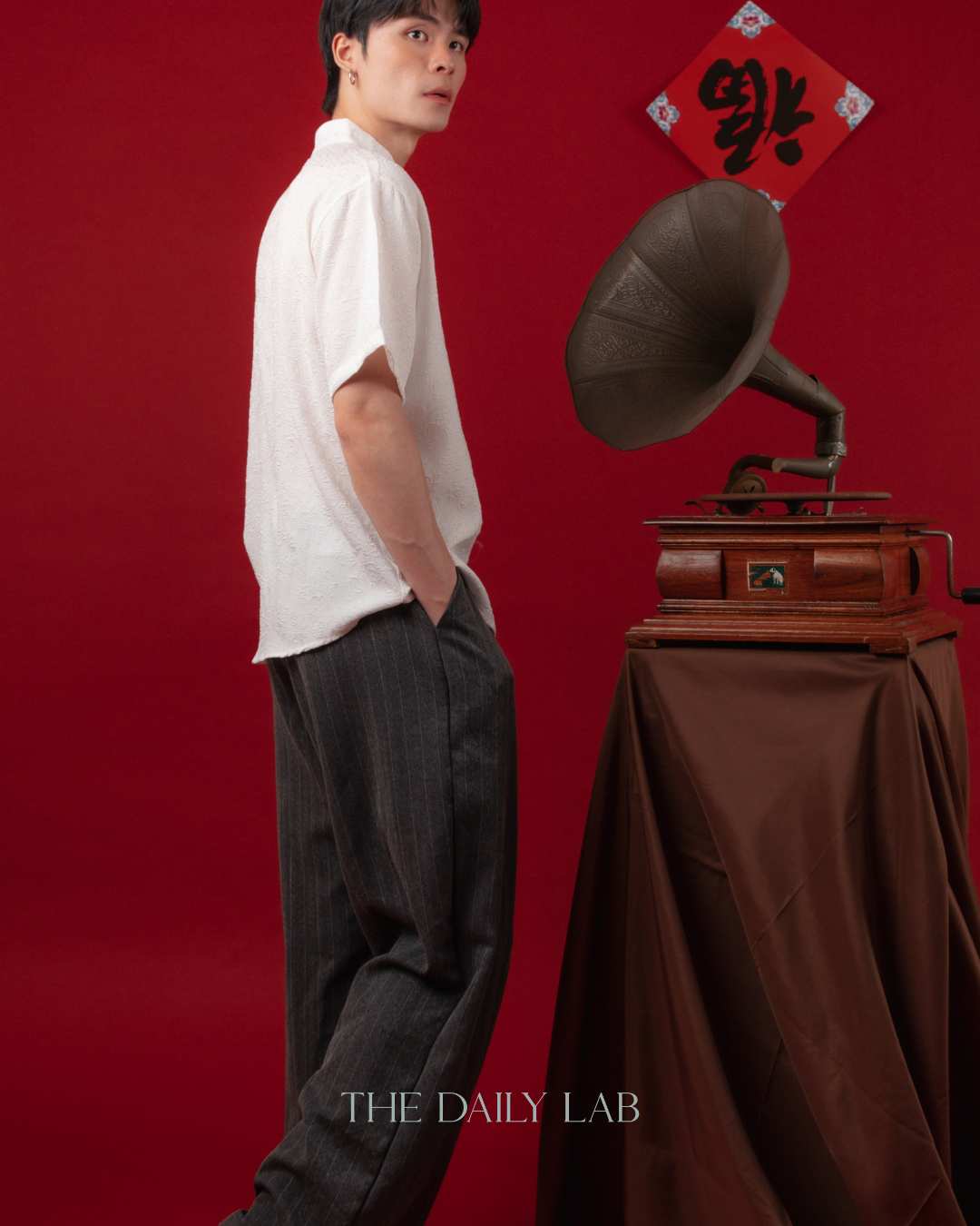 Vintage Mandarin Collar Coat in Beige
