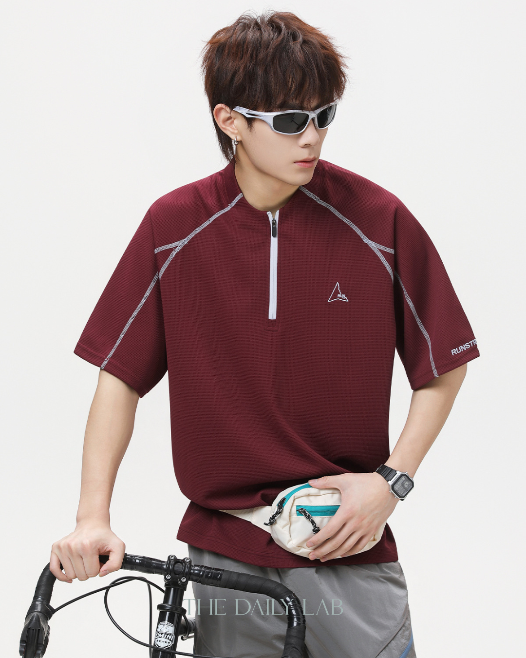 Active Cool Half-Zip Tee in Red