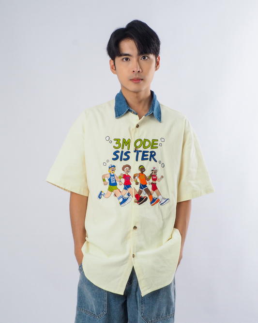 Vintage Corduroy Varsity Shirt in Apricot