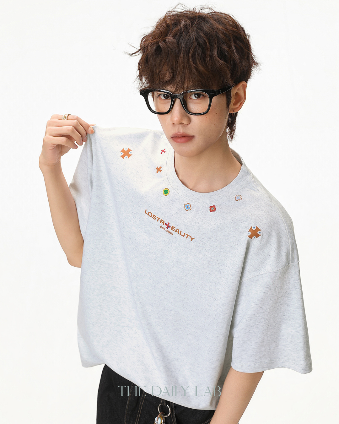 Lost Reality Oversized Tee in Light Grey