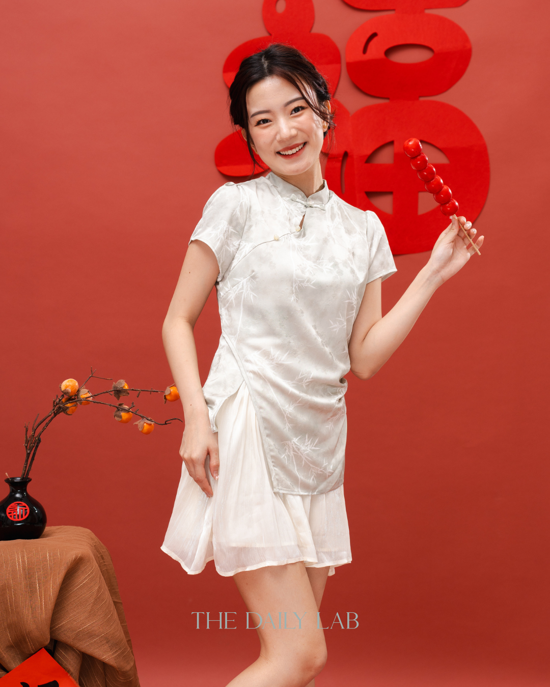 Green Asymmetrical Qipao Dress