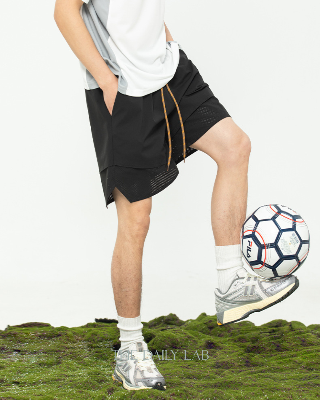 Split-Hem Ventilated Training Shorts in Black