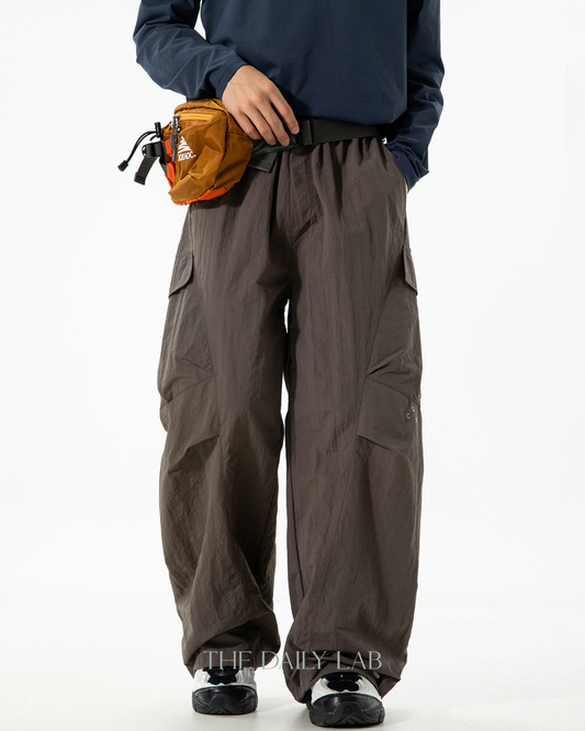 Water-resistant Outdoor Cargo Paratrooper Pants In Plum Gray