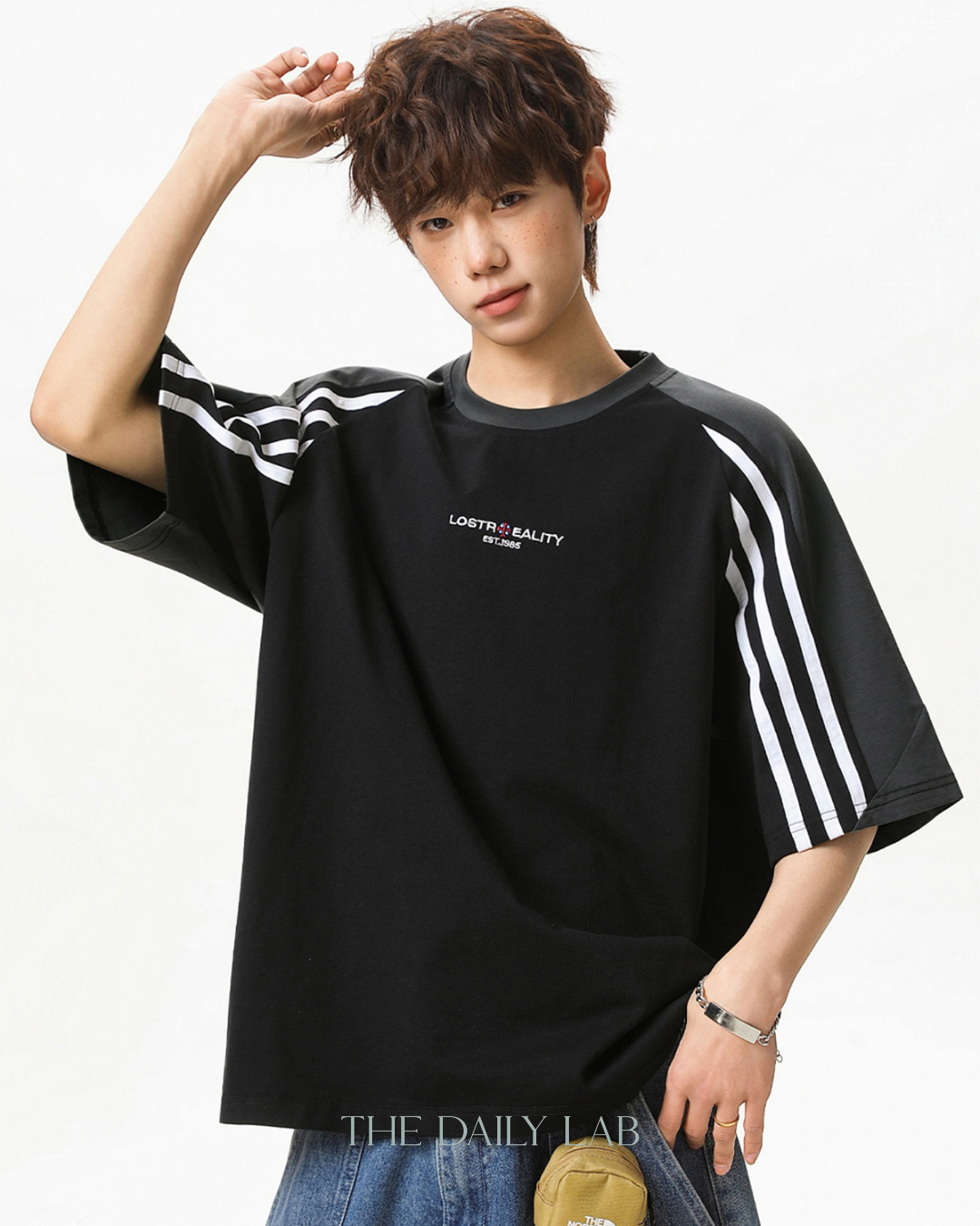 Lost Reality Vintage Raglan Tee in Black