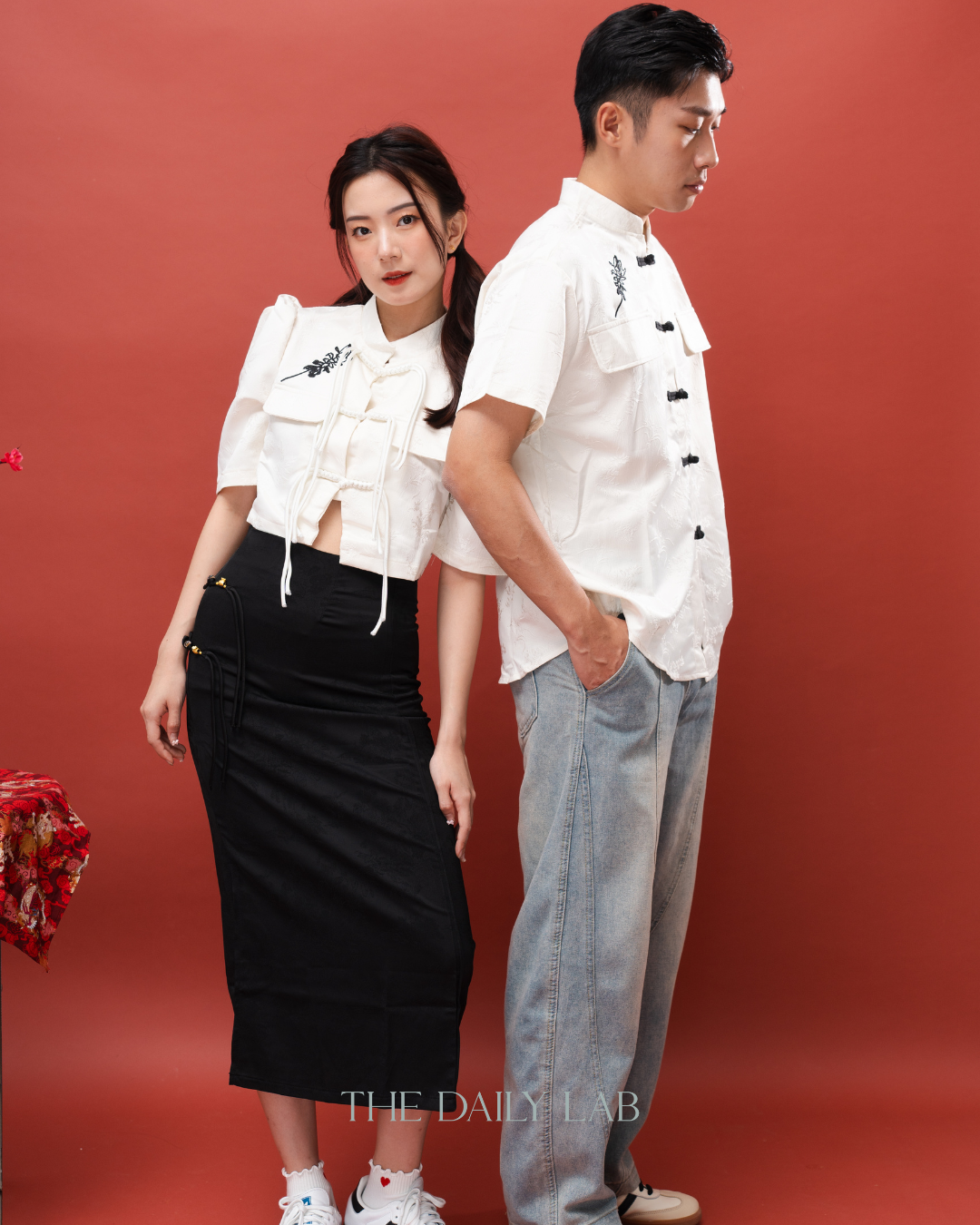 Embroidered Mandarin Collar Tang Shirt