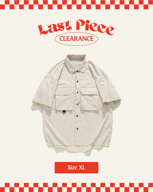 Nylon Cargo Buttoned Shirt in Beige (Size XL)