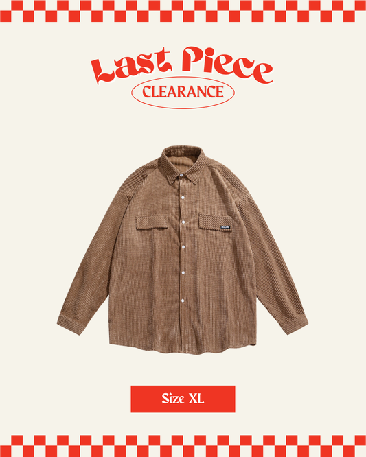 Vintage Waffle Oversized Shirt in Khaki (Size XL)