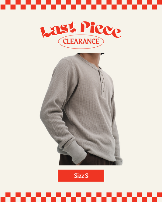 Aqil Waffle Long Sleeves Shirt in Beige (Size S)