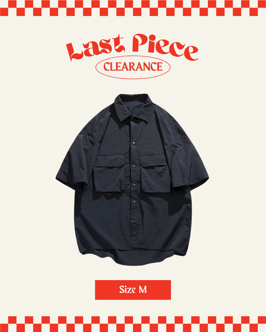 Nylon Cargo Buttoned Shirt in Dark Blue (Size M)