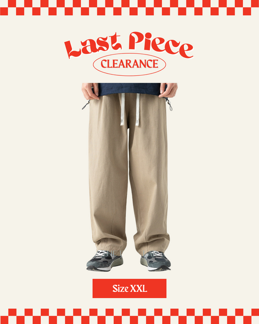 275G Sand-washed Cotton Long Pants in Khaki (Size XXL)