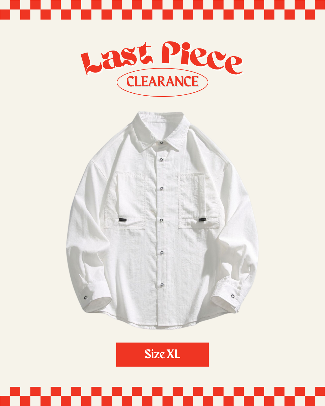 Buttoned Pleat Shirt in White (Size XL)