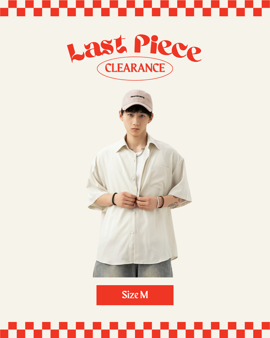 Casual Loose Buttoned Shirt in Beige (Size M)